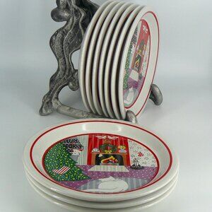 NORITAKE Epoch 8100~TWAS THE NIGHT BEFORE CHRISTMAS~ 7 1/4" Salad/Des/Snk~10 pcs